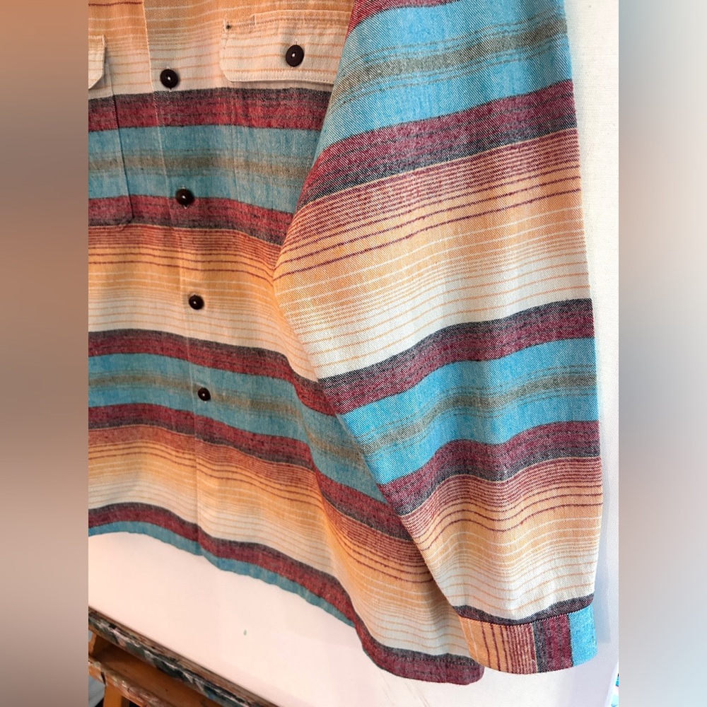 Patagonia Striped Organic Cotton Button Up Shirt XXL Portugal Heavyweight - Picture 8 of 11